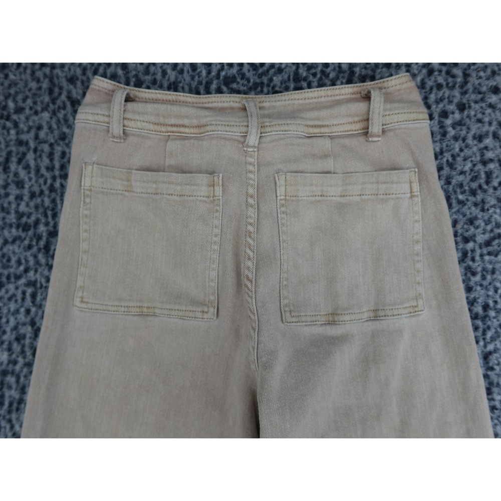 Robertson + Rodeo Wide Leg Jeans Womens Medium Tan Raw Hem High Rise - Picture 13 of 14